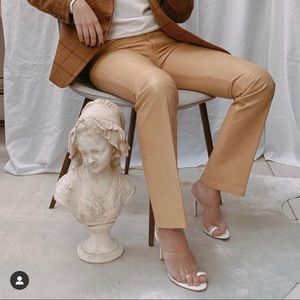 Prada Vintage Tan Leather Straight Pants EU40